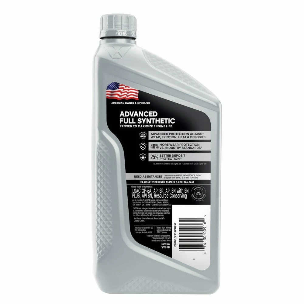 Valvoline Advanced Full Synthetic SAE 0W-20 Motor Oil, 1 Quart - VV916 - Image 2