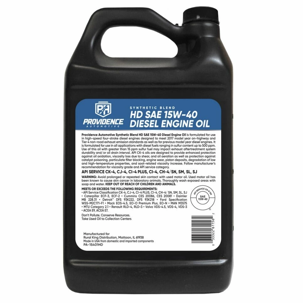Providence Automotive 15W40 Premium All-Fleet Engine Oil, 1 Gallon - PA-15401HD - Motor Oil - Image 2