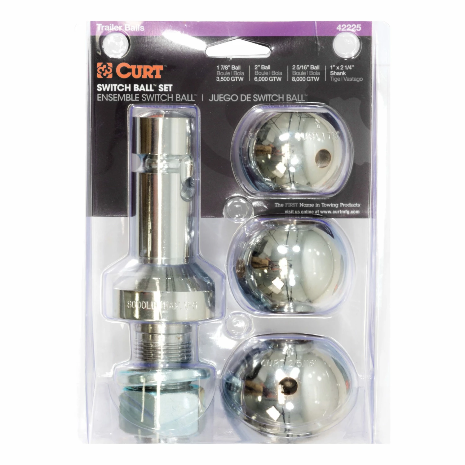 Curt Switchball 1 Inch 1 7/8 & 2 5/16 42225 - Hitch Pins, Clips & Accessories - Image 2