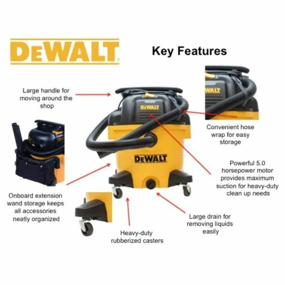DeWalt Wet/Dry Vacuum, 9 Gallon - DXV09P - Shop Vacuums - Image 6