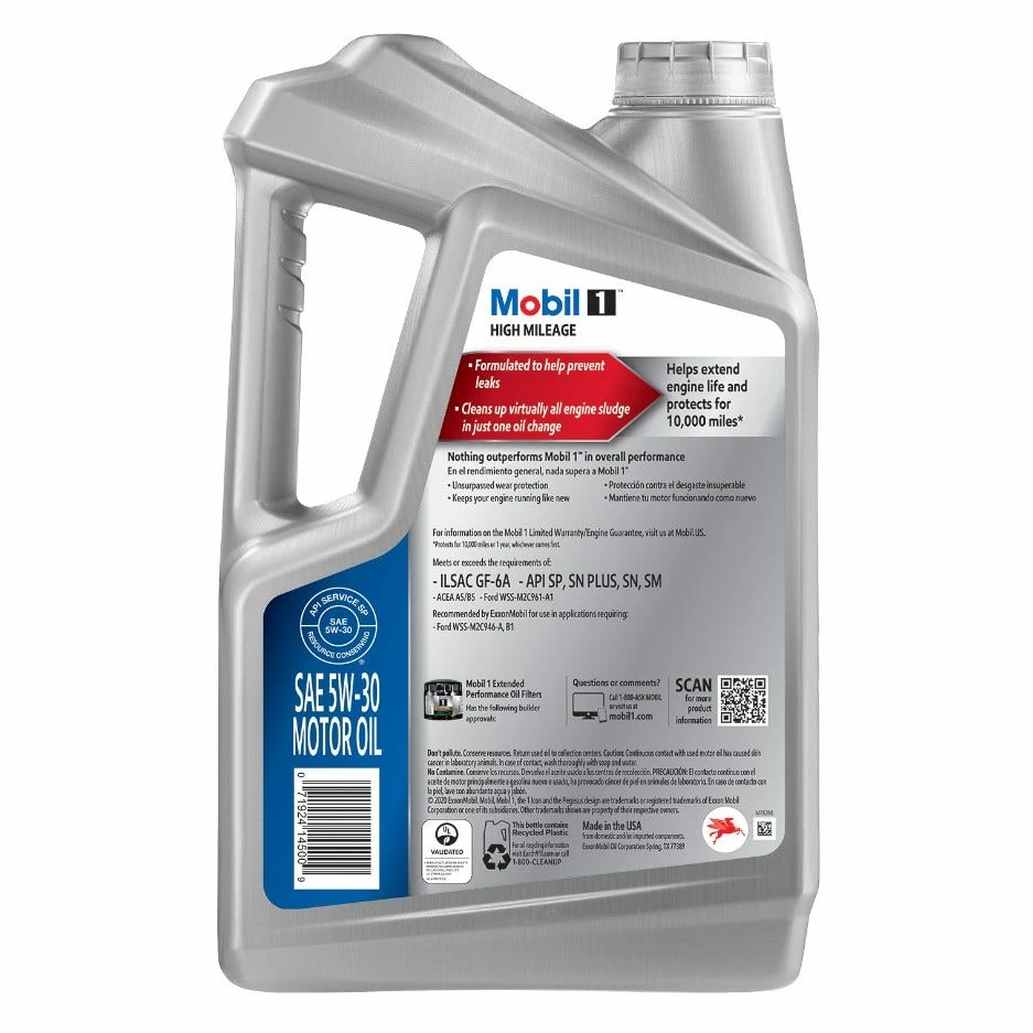 Mobil 1 High Mileage Full Synthetic Motor Oil 5W-30, 5 Quart - 120769 - Greases & Lubricants - Image 2