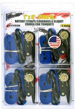 Erickson (4) 1" X 6' Ratchet Straps Blue (05513)