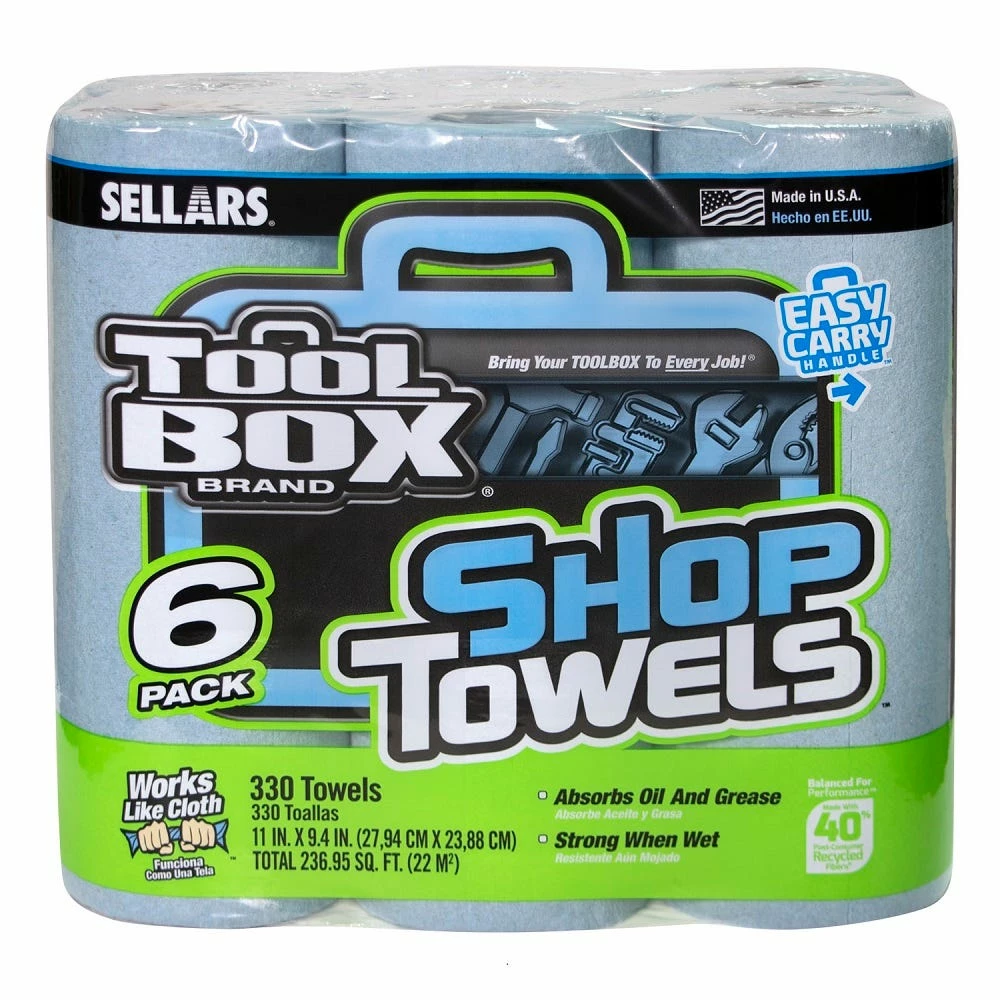 Various Brands Blue Shop Towel Roll, 6 Pack - 5441602 - Garage Accessories