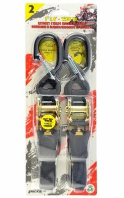 Erickson 1" X 6' Heavy Duty Motorcycle Ratchet Straps Black (05709) - Connectors