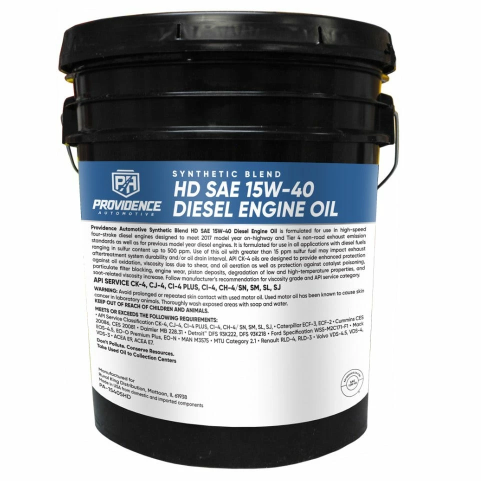 Providence Automotive Synthetic Blend HD SAE 15W-40 Diesel Engine Oil, 5 Gallon - PA-15405HD - Motor Oil - Image 2