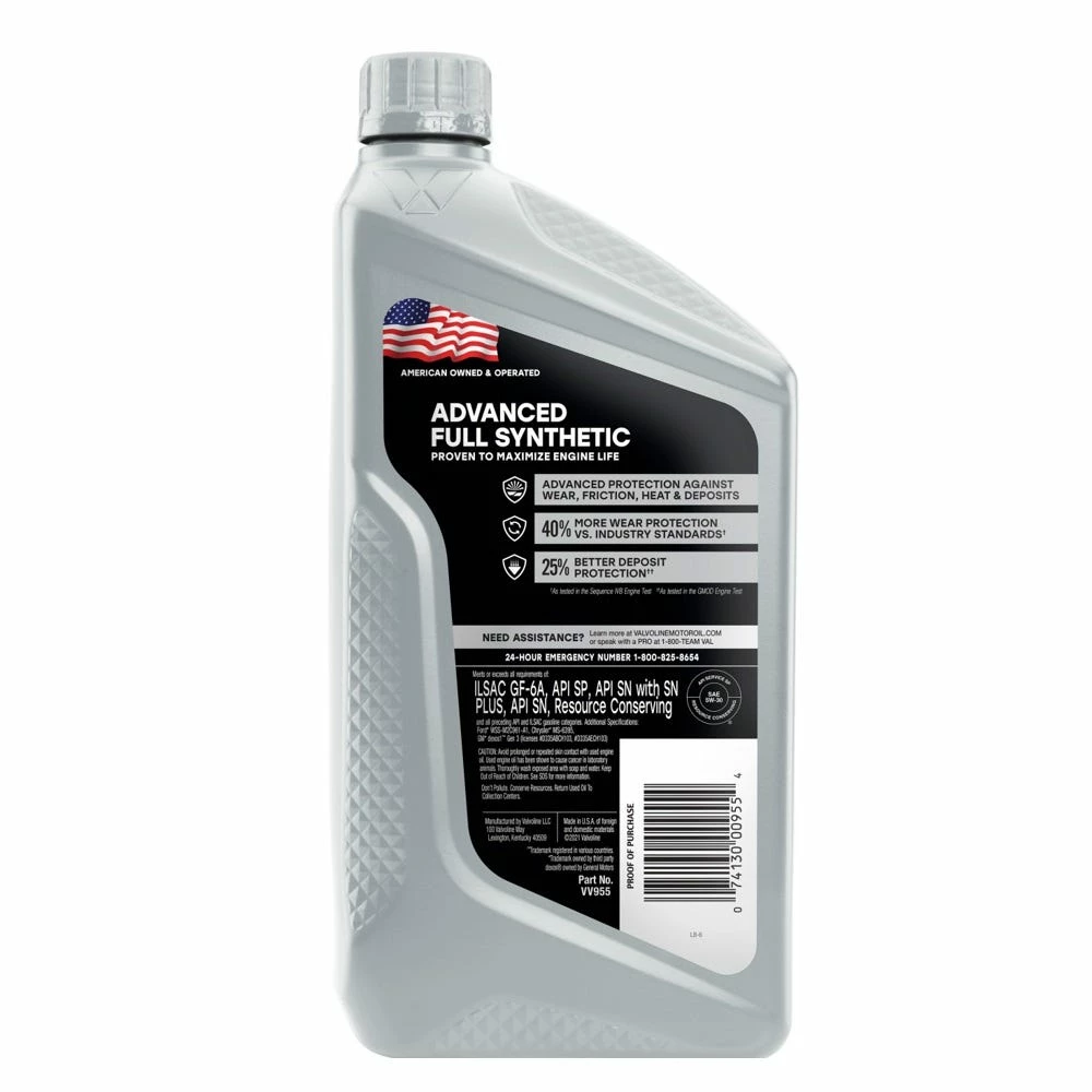 Valvoline Advanced Full Synthetic SAE 5W-30 Motor Oil, 1 Quart - VV955 - Image 2