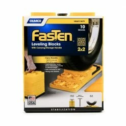 Camco FasTen Yellow Leveling Blocks with Carrying/Storage Handle - 44512 - Exterior Accessories