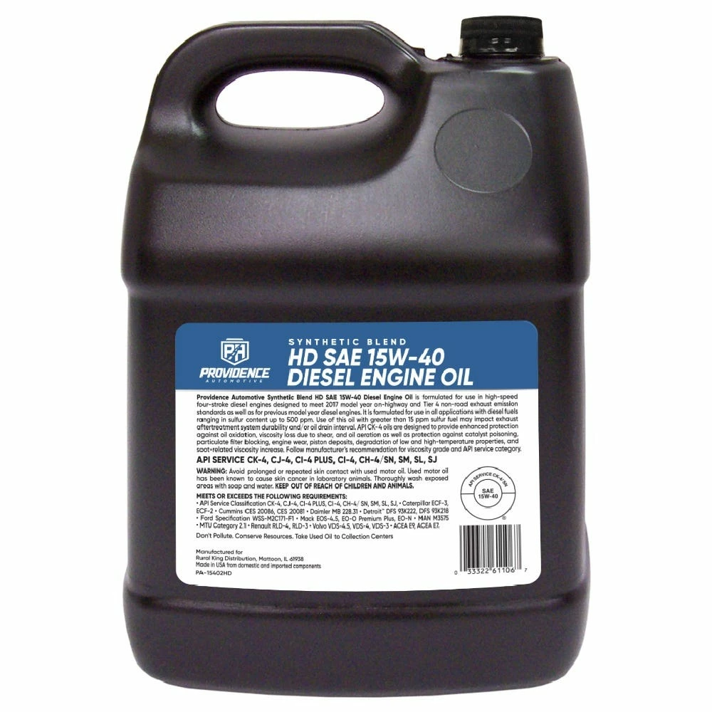 Providence Automotive Synthetic Blend HD SAE 15W-40 Diesel Engine Oil, 2 Gallon - PA-15402HD - Motor Oil - Image 2