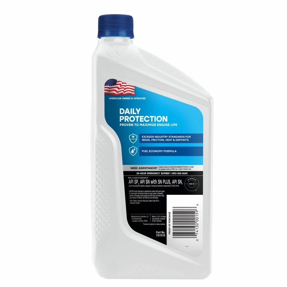 Valvoline Daily Protection SAE 30 Conventional Motor Oil, 1 Quart - 797978 - Image 2