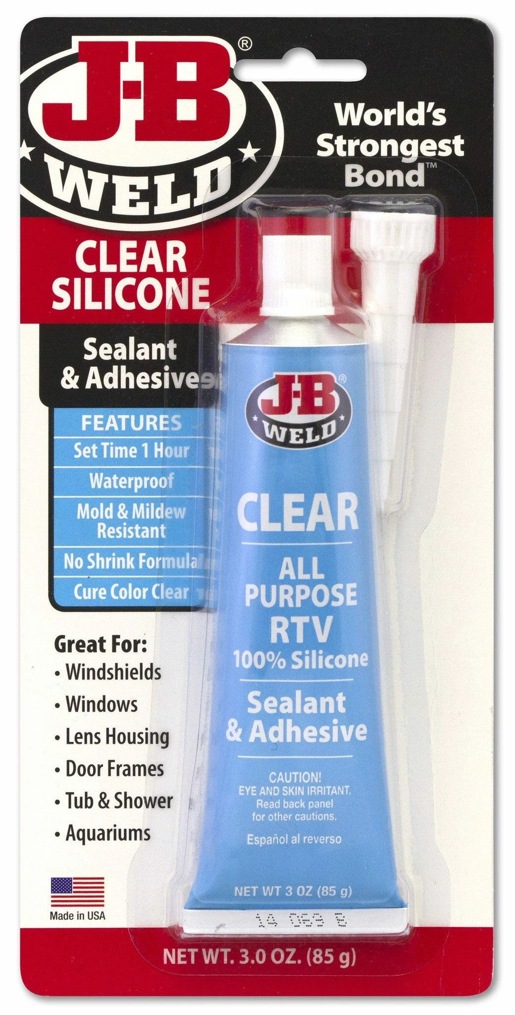 J.B. Weld J-B Weld Clear All-Purpose RTV Silicone Sealant and Adhesive, 3 oz. - 31310 - Adhesives