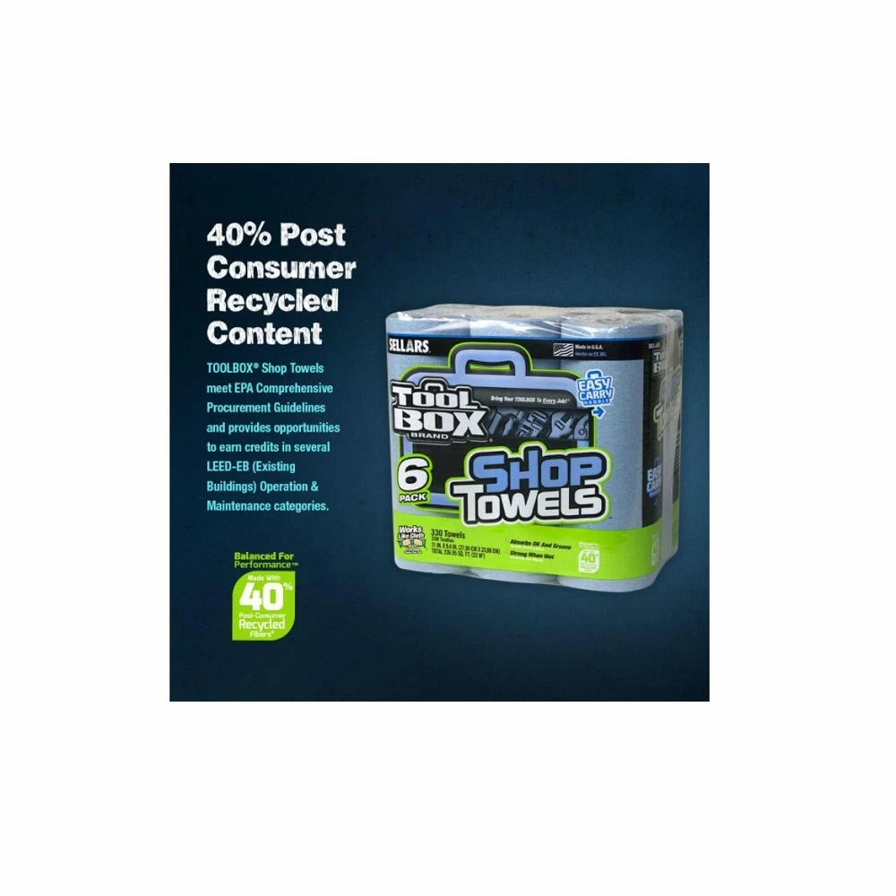 Various Brands Blue Shop Towel Roll, 6 Pack - 5441602 - Garage Accessories - Image 2