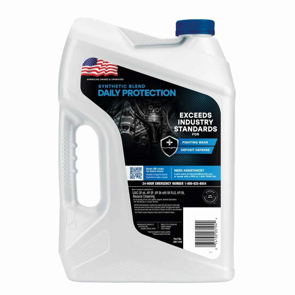 Valvoline Daily Protection SAE 5W-20 Synthetic Blend Motor Oil, 5 Quart - 881158 - Image 2