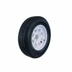 Hi-Run Radial Trailer Tire & Wheel Assembly , ST205/75R15 8PR 5 Hole White- ASR1204 - Trailer Tires