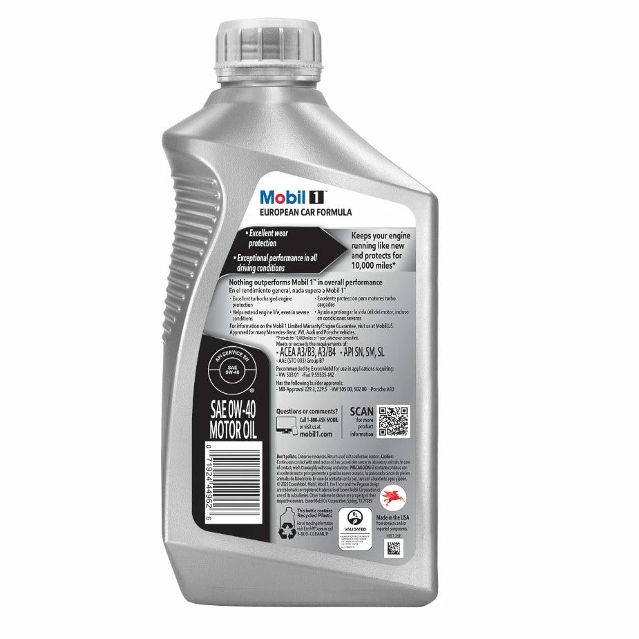 Mobil 1 FS European Car Formula Full Synthetic Motor Oil 0W-40, 1 Quart - 112628 - Image 2