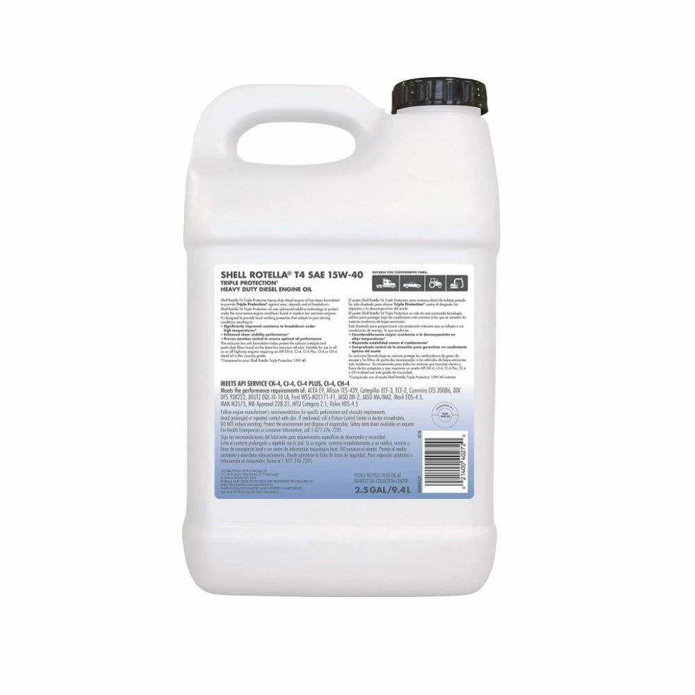 Shell Rotella T4 15W40 Heavy Duty Diesel Oil, 2.5 Gallon -550045127 - Motor Oil - Image 2