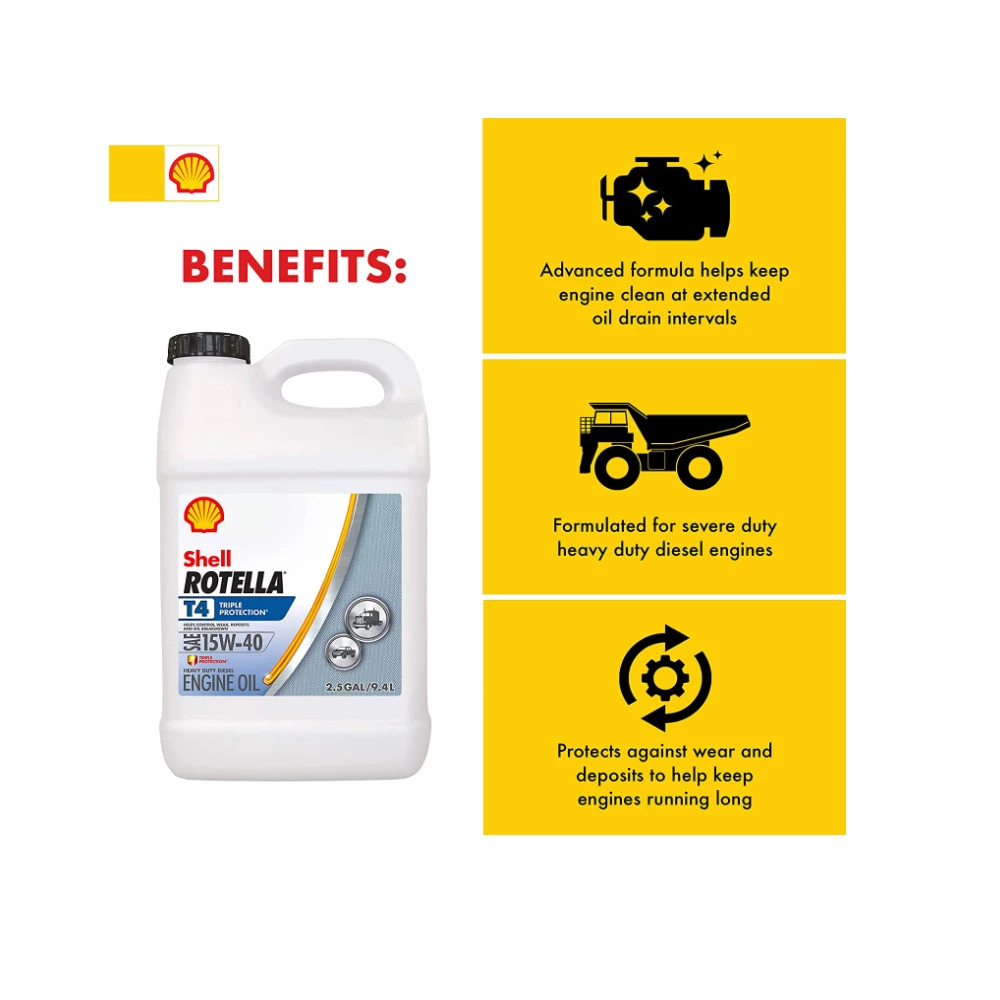 Shell Rotella T4 15W40 Heavy Duty Diesel Oil, 2.5 Gallon -550045127 - Motor Oil - Image 3