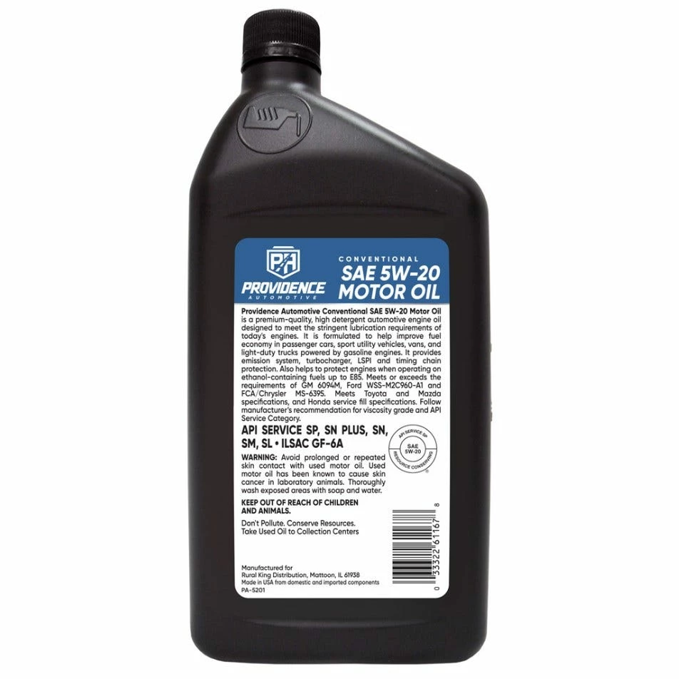 Providence Automotive Oil 5W20, 1 Quart - PA-5201 - Motor Oil - Image 2