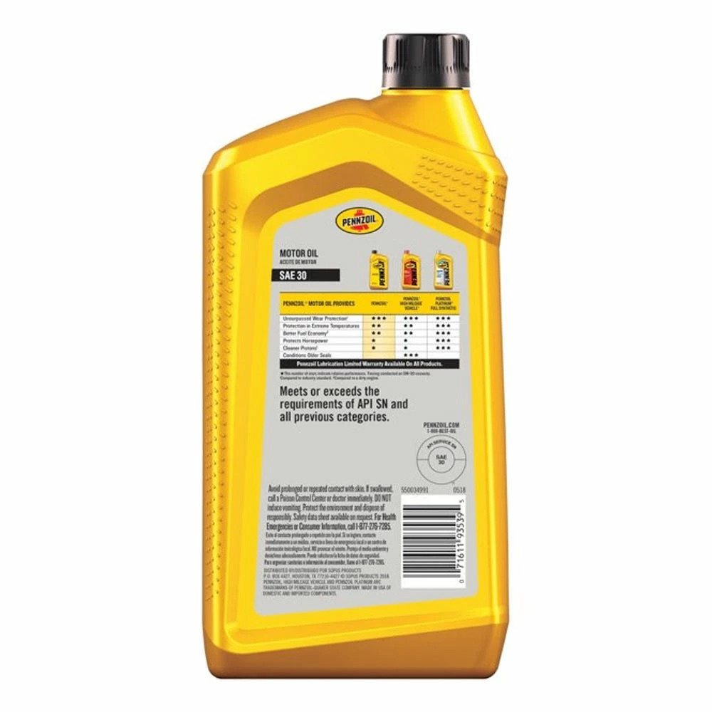 Pennzoil SAE 30 Motor Oil, 1 Quart -550034991 - Image 2