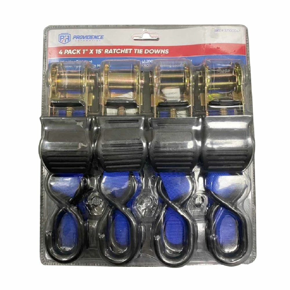 Providence 1" x 15' Ratchet Tie Down Straps, 4 Pack - 200211001010 - Image 2