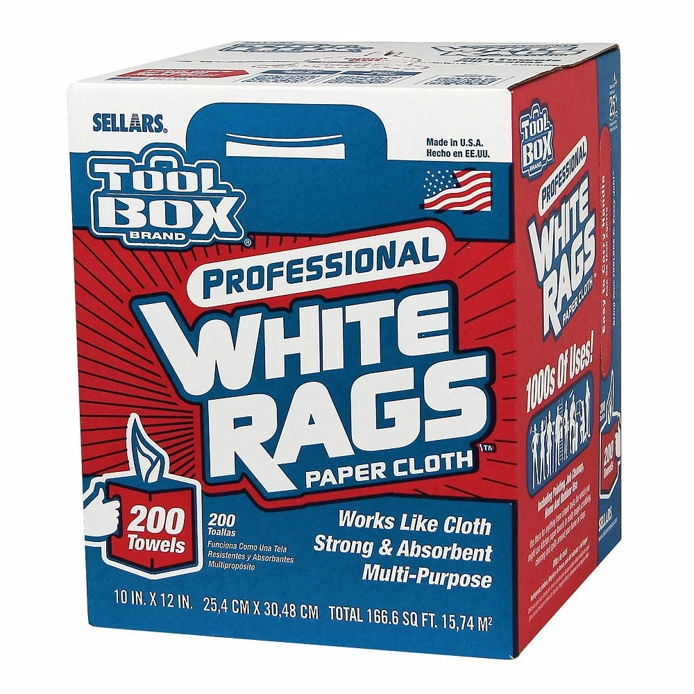 Various Brands Tool Box White Rags 200 Count - 5820201 - Vehicle Cleaners
