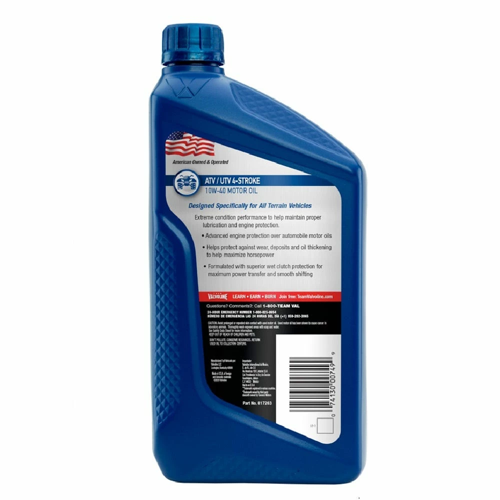 Valvoline ATV 4-Stroke 10W-40 Oil, 1 Quart - 817263 - Motor Oil - Image 2