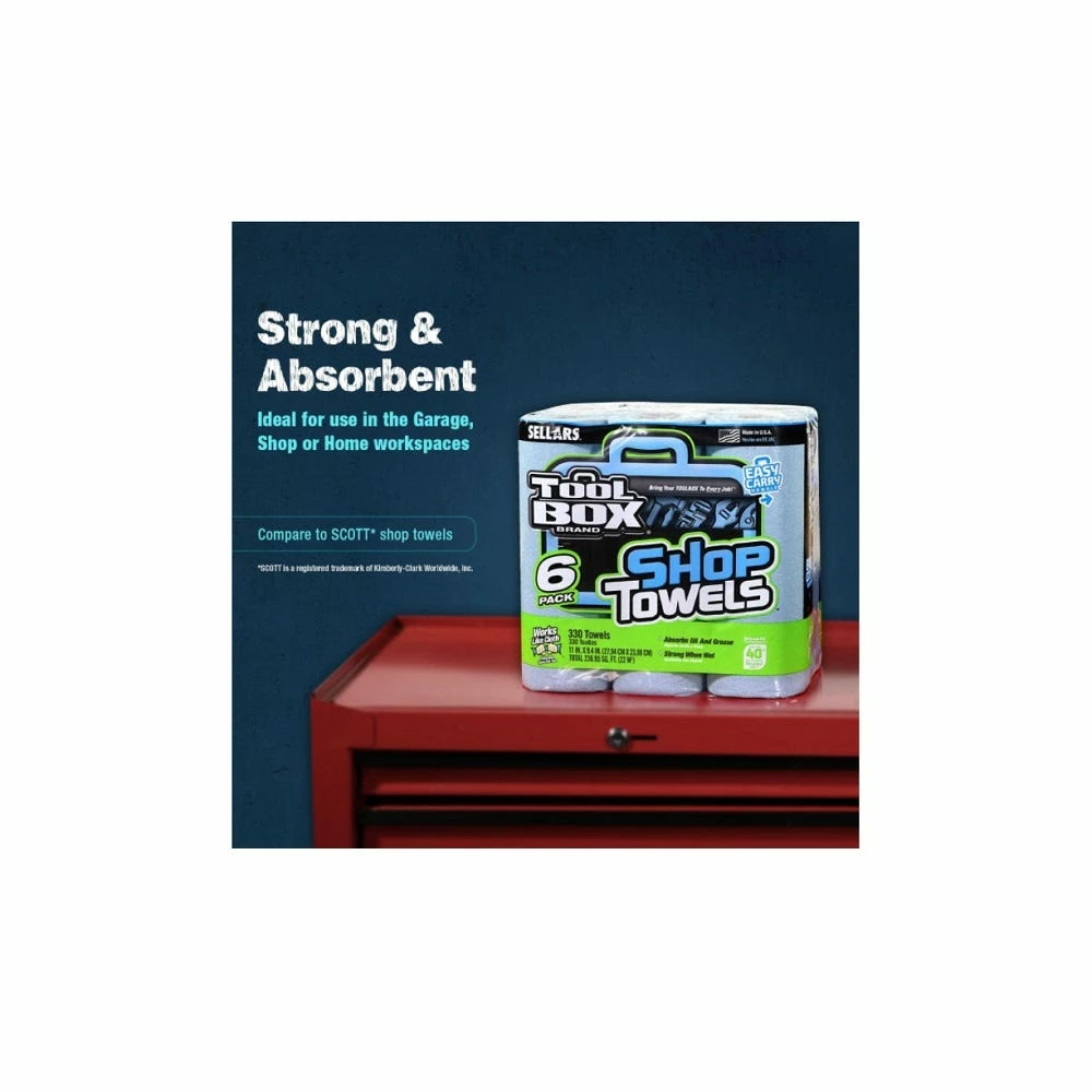 Various Brands Blue Shop Towel Roll, 6 Pack - 5441602 - Garage Accessories - Image 3