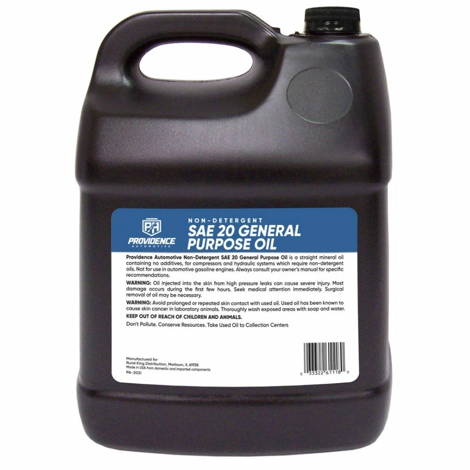 Providence Automotive Non-Detergent 20WT General Purpose Oil, 2 Gallon - PA-2021 - Motor Oil - Image 2
