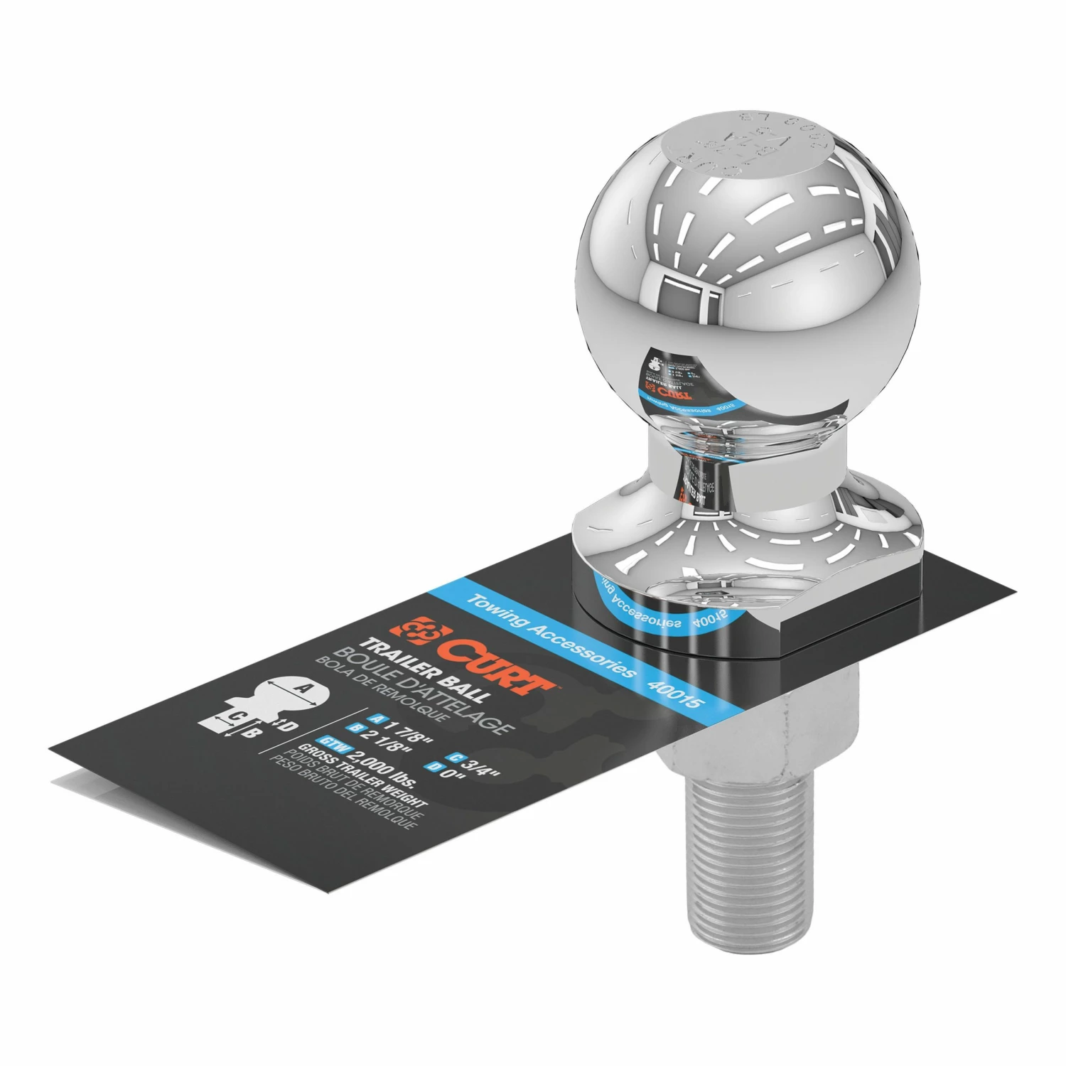 Curt Ball 1 7/8 Inch x 3/4 Inch x 2 1/8 Inch 40015 - Hitch Pins, Clips & Accessories - Image 2