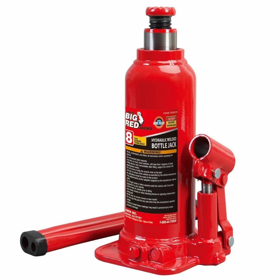 Big Red 8-Ton Welded Bottle Jack - T90803B - Jack Stands