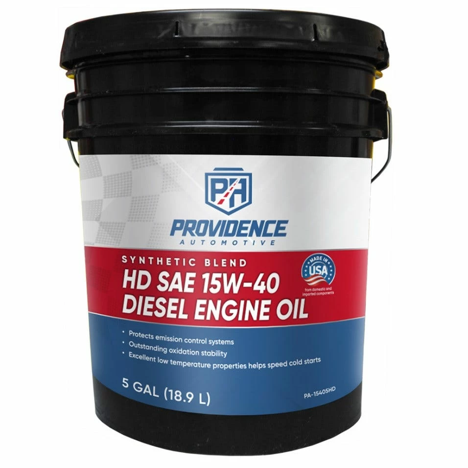 Providence Automotive Synthetic Blend HD SAE 15W-40 Diesel Engine Oil, 5 Gallon - PA-15405HD - Motor Oil
