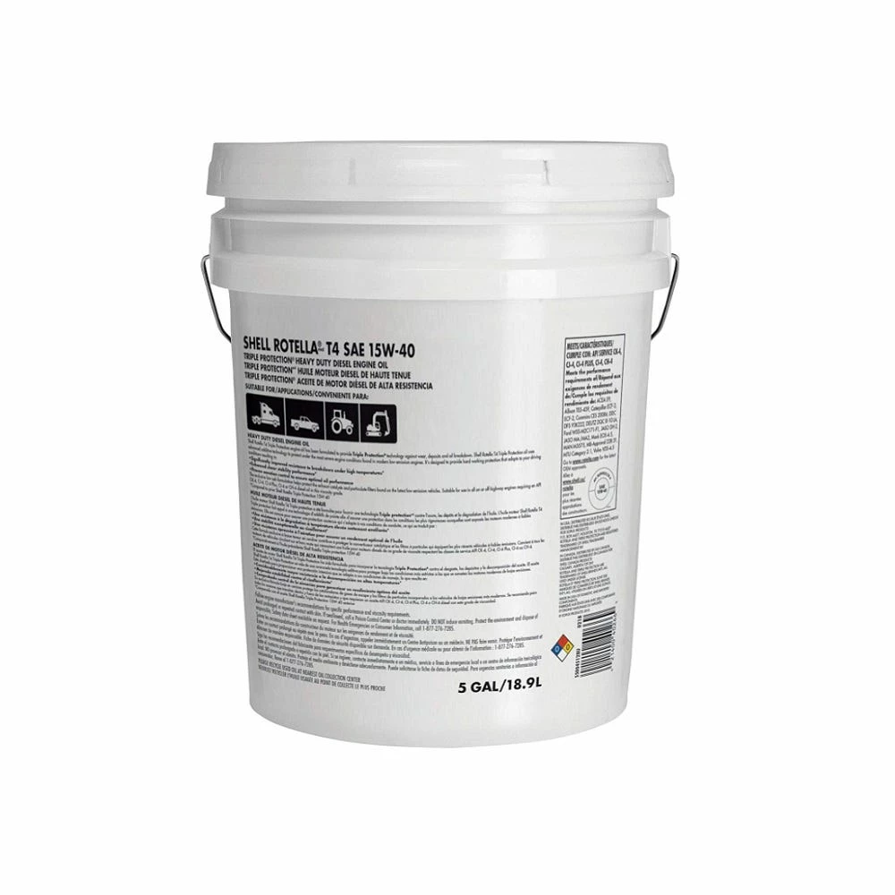 Shell Rotella T4 15W-40 Heavy Duty Motor Oil, 5 Gallon Bucket -550045128U - Image 2